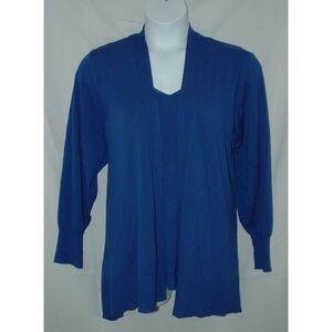 CHICOS Blue Plus Sz XXL Stretchy Sleeveless & Open Cardigan 2 Pc Sweater Twinset